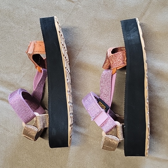 Teva Multicolor Midform Universal Metallic Shiny Strappy Sandals Youth Size 12 - Picture 8 of 13